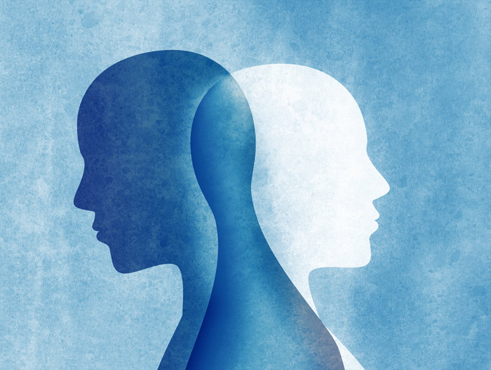 blue and white painting of two heads that overlap - Co-Occurring Diagnoses